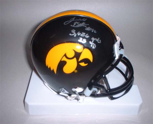 Ladell Betts Autographed Iowa Hawkeyes Riddell Mini Helmet with Statistics Inscription