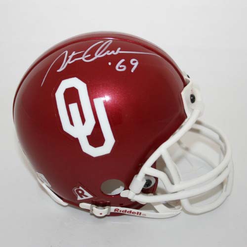 Steve Owens Autographed Oklahoma Sooners Riddell Mini Helmet with "69" Inscription