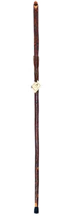 54" Hickory Walking Stick with Carved Whistle