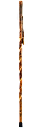54" Hickory "Twizzle" Walking Stick with Carved Twist and Paw Print Strap