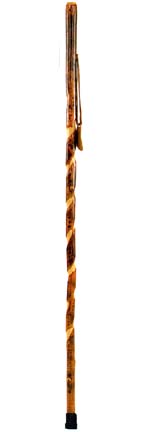 54" Hickory "Twizzle" Walking Stick with Carved Twist and Paw Print Strap