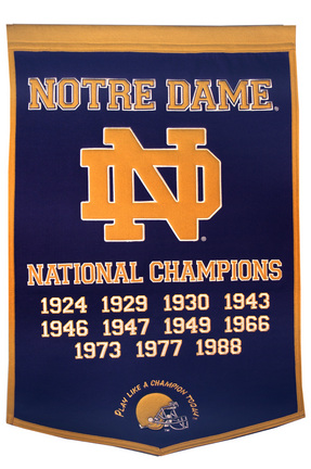 Notre Dame Fighting Irish Blue 24" x 36" NCAA Football Dynasty Banner from Winning Streak Sports