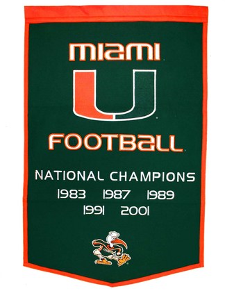 Miami Hurricanes 24" x 36" NCAA Football Dynasty Banner from Winning Streak Sports