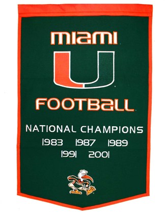 Miami Hurricanes 24" x 36" NCAA Football Dynasty Banner from Winning Streak Sports