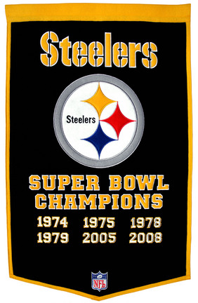 Pittsburgh Steelers NFL Super Bowl Champions 24" x 36" Dynasty Banner from Winning Streak Sports