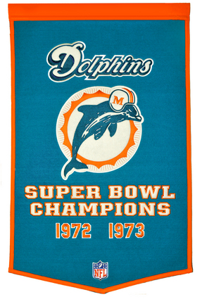 Miami Dolphins 24" x 36" NFL Dynasty Banner from Winning Streak Sports