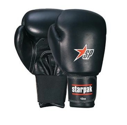 Economy Black Leather Boxing Gloves from Starpak - 1 Pair
