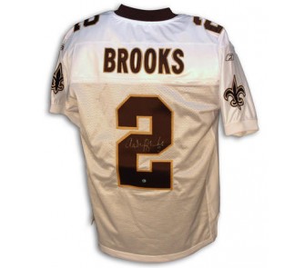 Aaron Brooks New Orleans Saints Autographed Authentic Reebok NFL Football Jersey White OnlineSports