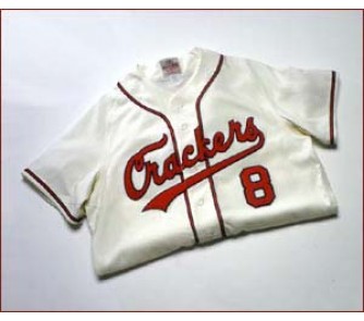 1957 Atlanta Crackers Home Throwback Baseball Jersey With 8 Cream with Red Dark Navy 5X Large OnlineSports