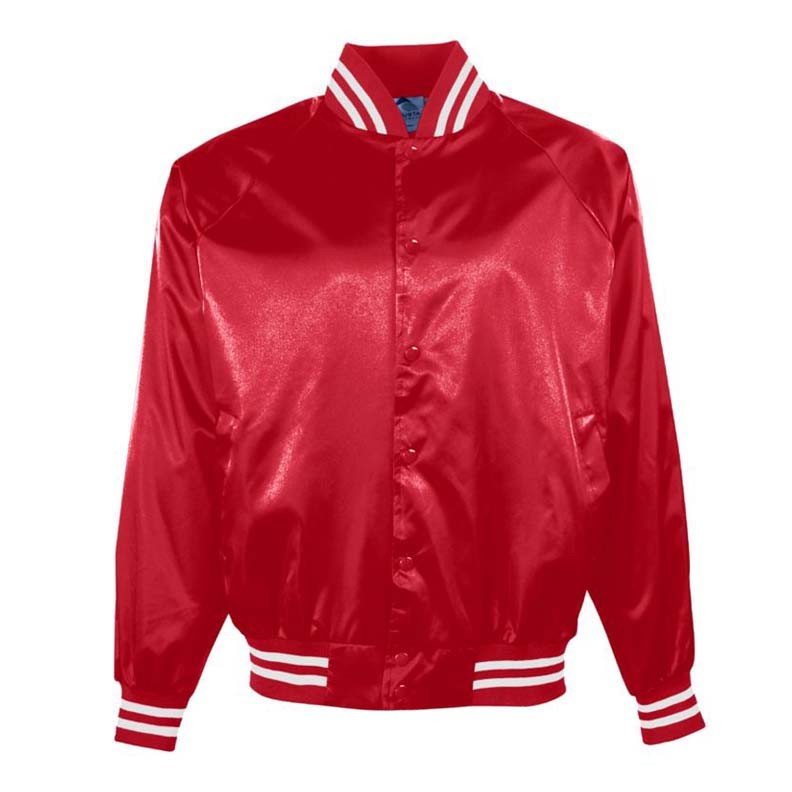 Satin Baseball Jacket with Striped Trim / Mens and Womens Retro Bomber ...