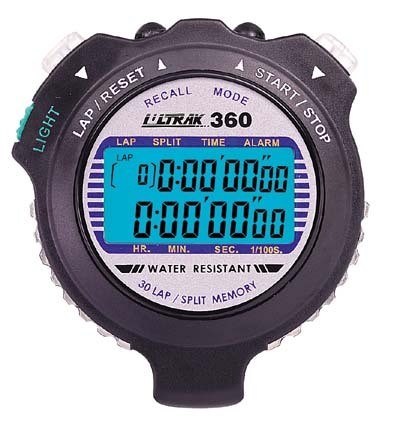 30 Lap Memory 2 Line Display Electro-Luminescent Stopwatch from Ultrak ...