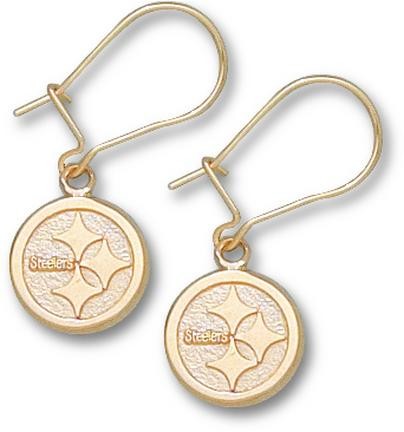steelers 10kt dangle pittsburgh earrings jewelry gold logo onlinesports zoom