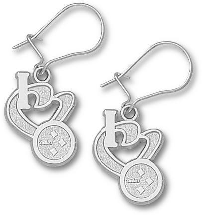 pittsburgh steelers dangle sterling earrings heart jewelry silver logo onlinesports zoom