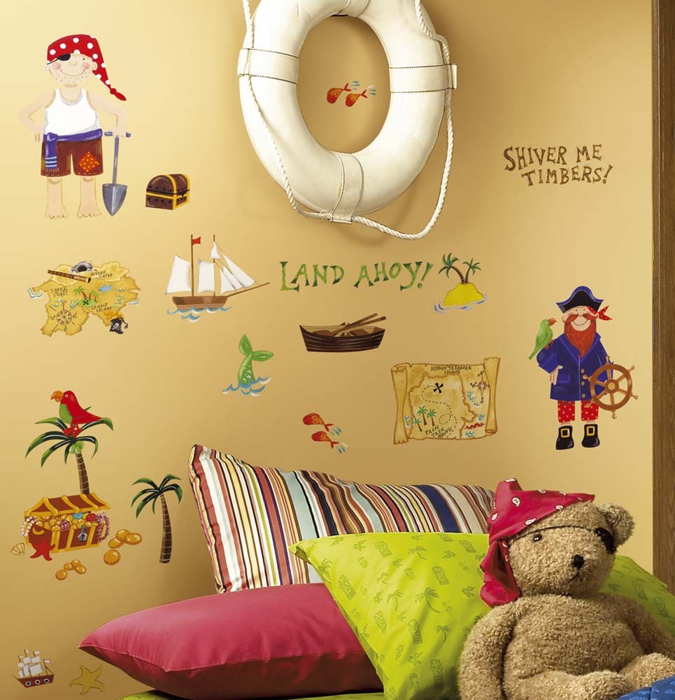 Treasure Hunt Peel and Stick Applique / Wall Decal Set