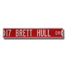 Steel Street Sign:  "17 BRETT HULL DR"