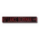 Steel Street Sign: "17 LANCE BERKMAN DR"