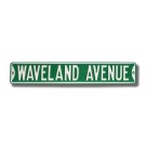 Steel Street Sign:  "WAVELAND AVE"