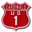 Steel Route Sign:  "CARDINALS US 1"