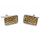 Gold Pebble Rectangular Cuff Links - 1 Pair