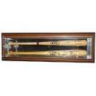 Double Bat Mirrored Display Case with Engraved MLB Team Logo (Mahogany Finish) 