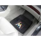 Miami Marlins 18" x 27" Heavy Duty 2-Piece Vinyl Car Mat Set