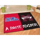 Mississippi (Ole Miss) Rebels and Mississippi State Bulldogs 34" x 45" House Divided Mat