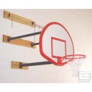 Three-Point Wall Mount Basketball System with 42" x 72" Glass Backboard and 2-3' Foot Extension