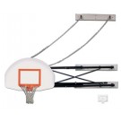 Four-Point Wall Mount Basketball System with 35" x 54" Steel Fan-Shaped Backboard and 2-3' Foot Extension