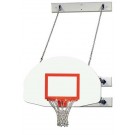 Fold-Up Wall Mount Basketball System with 35" x 54" Steel Fan-Shaped Backboard and 4-6' Foot Extension