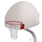 3 1/2" O.D. Unbraced Front Mount Gooseneck Post Basketball System with 36 1/2" x 54" Brushed Aluminum Fan-Shaped Backboard