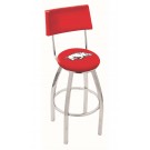 Arkansas Razorbacks (L8C4) 25" Tall Logo Bar Stool by Holland Bar Stool Company (with Single Ring Swivel Chrome Solid Welded Base and Chair Seat Back)