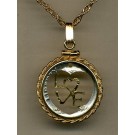 U.S. Dime "Special Cut Design" Two Tone Coin Cut Out Pendant with 18" Chain and Rope Bezel