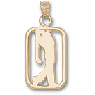 "Male Golfer Swinging Silhouette" Pendant - 14KT Gold Jewelry (1/2" W x 3/4" H)