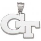 Georgia Tech Yellow Jackets Giant "GT" Pendant - Sterling Silver Jewelry (2" W x 1 1/4"H)