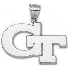 Georgia Tech Yellow Jackets  2" W x 1 1/4" H Giant "GT" Pendant - Sterling Silver Jewelry