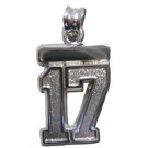 Small 1/2" Double Number Diamond Cut Pendant with Bar - Sterling Silver Jewelry