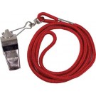 Nickel Plated Whistles and Red Lanyards - 1 Dozen