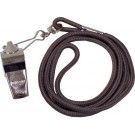 Nickel Plated Whistles and Black Lanyards - 1 Dozen