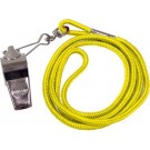 Nickel Plated Whistles and Yellow Lanyards - 1 Dozen